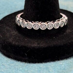 Vintage Sterling Silver Ring Sz 9.75 CZ Eternity Stackable Band Circles of Love